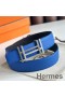 Hermes H au Carre Reversible Belt 32MM in Blue and Black Epsom Leather