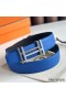 Hermes H au Carre Reversible Belt 32MM in Blue and Black Epsom Leather