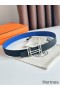 Hermes H au Carre Reversible Belt 32MM in Blue and Black Epsom Leather