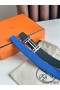 Hermes H au Carre Reversible Belt 32MM in Blue and Black Epsom Leather