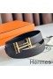 Hermes H au Carre Reversible Belt 32MM in Chocolate Clemence Leather
