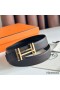 Hermes H au Carre Reversible Belt 32MM in Chocolate Clemence Leather
