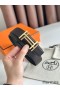 Hermes H au Carre Reversible Belt 32MM in Chocolate Clemence Leather