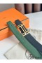 Hermes H au Carre Reversible Belt 32MM in Green and Black Epsom Leather