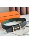 Hermes H d'Ancre Reversible Belt 32MM in Black and Green Epsom Calfskin