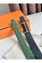 Hermes H d'Ancre Reversible Belt 32MM in Black and Green Epsom Calfskin