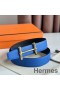 Hermes H d'Ancre Reversible Belt 32MM in Blue and Black Epsom Calfskin
