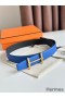 Hermes H d'Ancre Reversible Belt 32MM in Blue and Black Epsom Calfskin