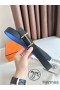 Hermes H d'Ancre Reversible Belt 32MM in Blue and Black Epsom Calfskin