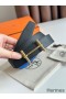 Hermes H d'Ancre Reversible Belt 32MM in Blue and Black Epsom Calfskin