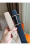 Hermes H d'Ancre Reversible Belt In Blue/White Epsom Leather