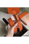 Hermes H d'Ancre Reversible Belt In Orange/Noir Leather