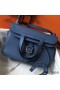 Hermes Halzan 31cm Bag In Blue Agate Clemence Leather