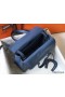 Hermes Halzan 31cm Bag In Blue Agate Clemence Leather