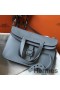 Hermes Halzan 31cm Bag In Blue Lin Clemence Leather