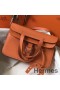Hermes Halzan 31cm Bag In Orange Clemence Leather