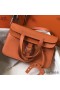 Hermes Halzan 31cm Bag In Orange Clemence Leather