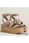 Hermes Havane 30 Sandals in Beige Suede Leather