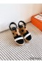 Hermes Havane 30 Sandals in Bi - color Calfskin Leather