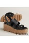Hermes Havane 30 Sandals in Black Calfskin Leather