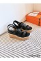 Hermes Havane 30 Sandals in Black Calfskin Leather