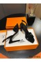 Hermes Heden 80 Sandals in Black Suede Leather