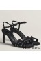Hermes Heden 80 Sandals in Black Suede Leather with Rhinestone