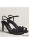 Hermes Heden 80 Sandals in Black Suede Leather with Rhinestone