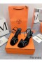 Hermes Heden 80 Sandals in Black Suede Leather with Rhinestone