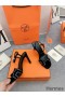 Hermes Heden 80 Sandals in Black Suede Leather with Rhinestone