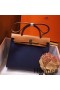 Hermes Herbag Zip 31cm Bag In Brown And Blue