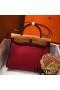 Hermes Herbag Zip 31cm Bag In Brown And Red