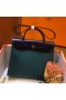 Hermes Herbag Zip 31cm Bag In Navy And Green