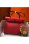 Hermes Herbag Zip 31cm Bag In Red Toile And Leather