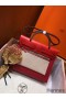 Hermes Herbag Zip 31cm Bag In Red Toile And Leather