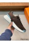 Hermes Heros Sneakers in Black Knit and Black Suede