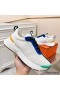 Hermes Heros Sneakers in White Knit and Blue Suede