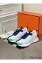 Hermes Heros Sneakers in White Knit and Blue Suede