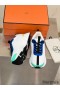 Hermes Heros Sneakers in White Knit and Blue Suede