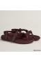 Hermes Inboard Sandals in Burgundy Leather and Ribbon