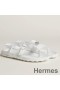 Hermes Inboard Sandals in White Leather and Ribbon