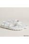 Hermes Inboard Sandals in White Leather and Ribbon