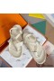 Hermes Inboard Sandals in White Leather and Ribbon