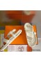 Hermes Inboard Sandals in White Leather and Ribbon