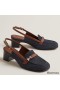 Hermes Infinie 50 Slingback Pumps in Denim