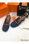 Hermes Infinie 50 Slingback Pumps in Denim