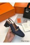 Hermes Infinie 50 Slingback Pumps in Denim