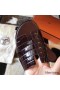 Hermes Izmir Sandals In Bordeaux Shiny Niloticus Crocodile