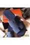 Hermes Izmir Sandals In Navy Blue Clemence Leather