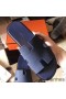 Hermes Izmir Sandals In Navy Blue Clemence Leather